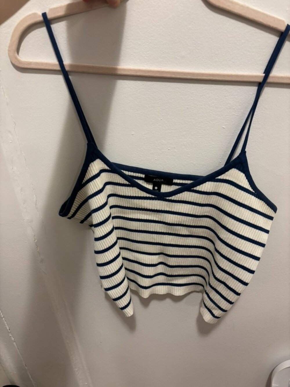 Aqua by Bloomingdale's Navy & White Stripe Tank Top